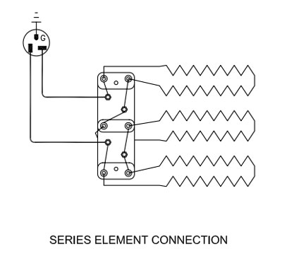 Series element connection for a kiln with three elements