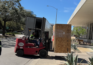 Moving the kiln with a forklift