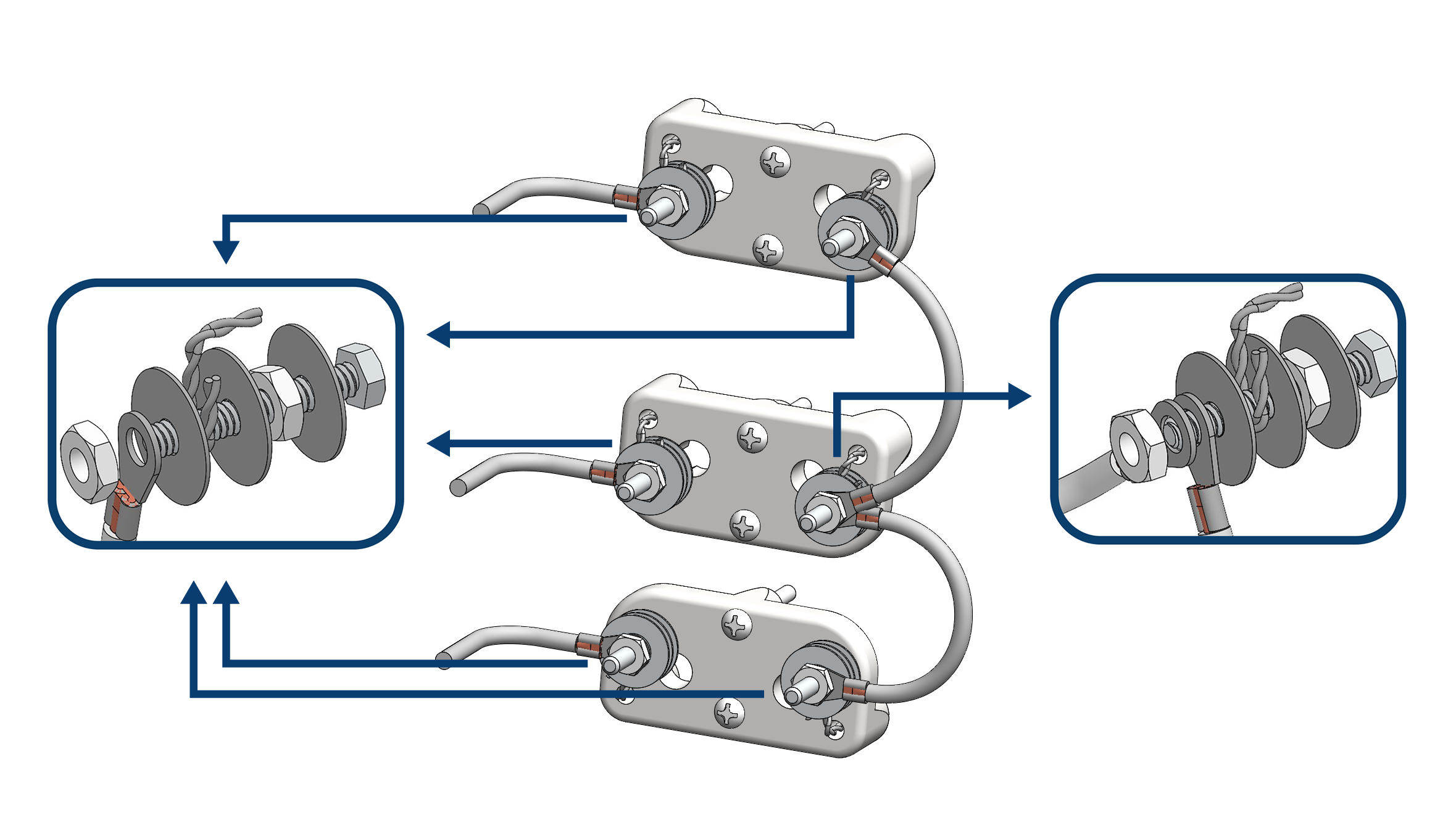 Universal terminal block with PARALLEL wiring - Triple Groove 480V Kilns