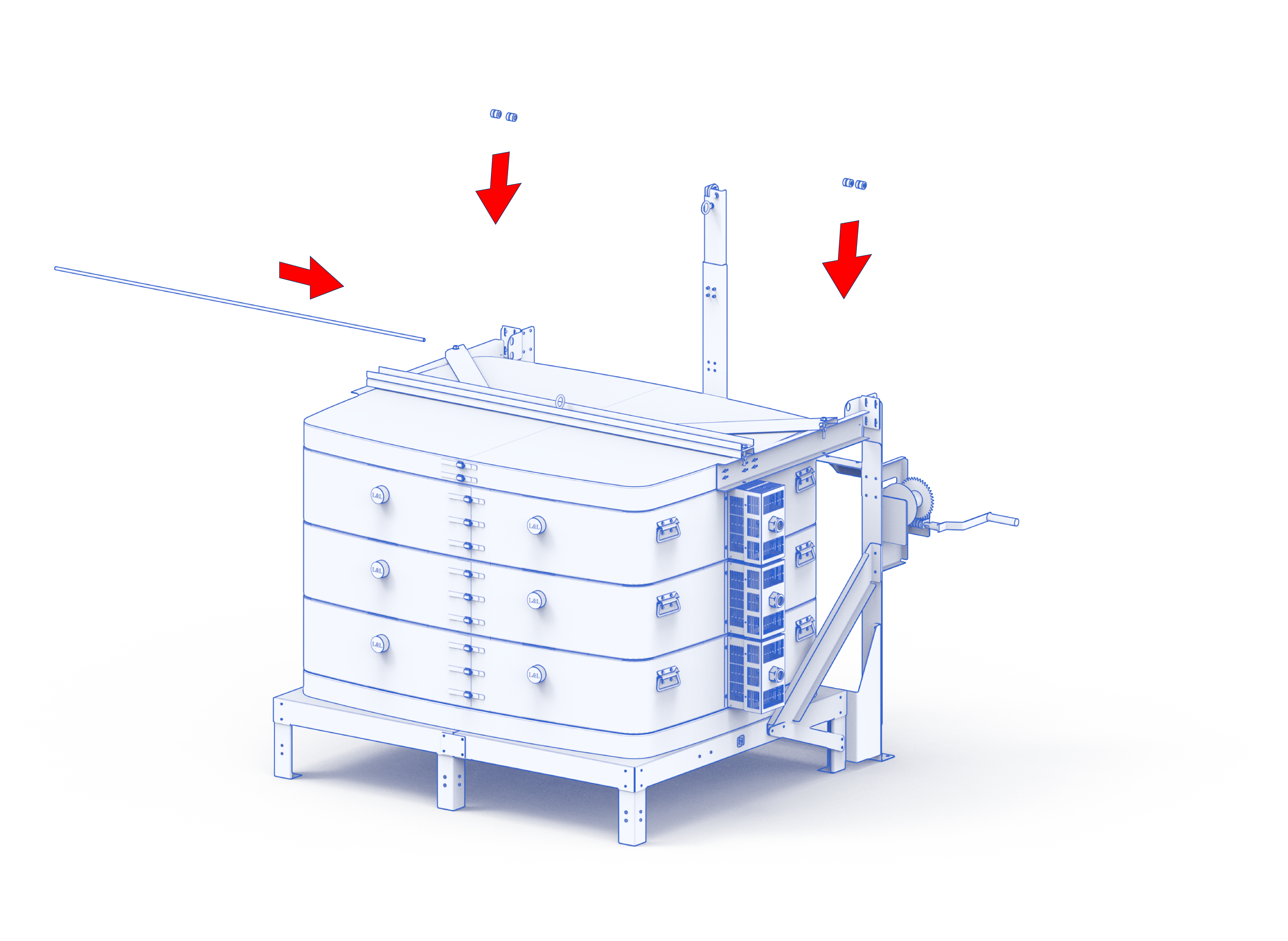 Replace the hinge bar and shaft collars